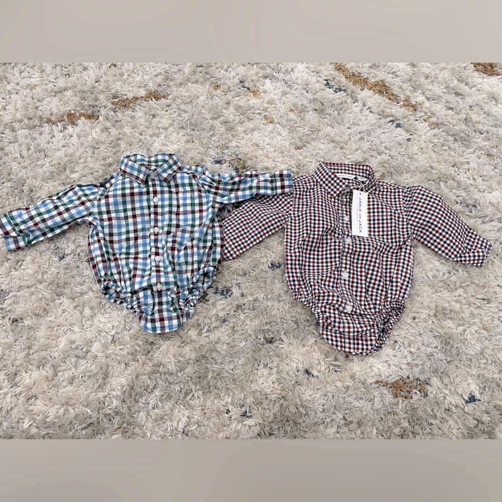 3-6 month plaid onesies